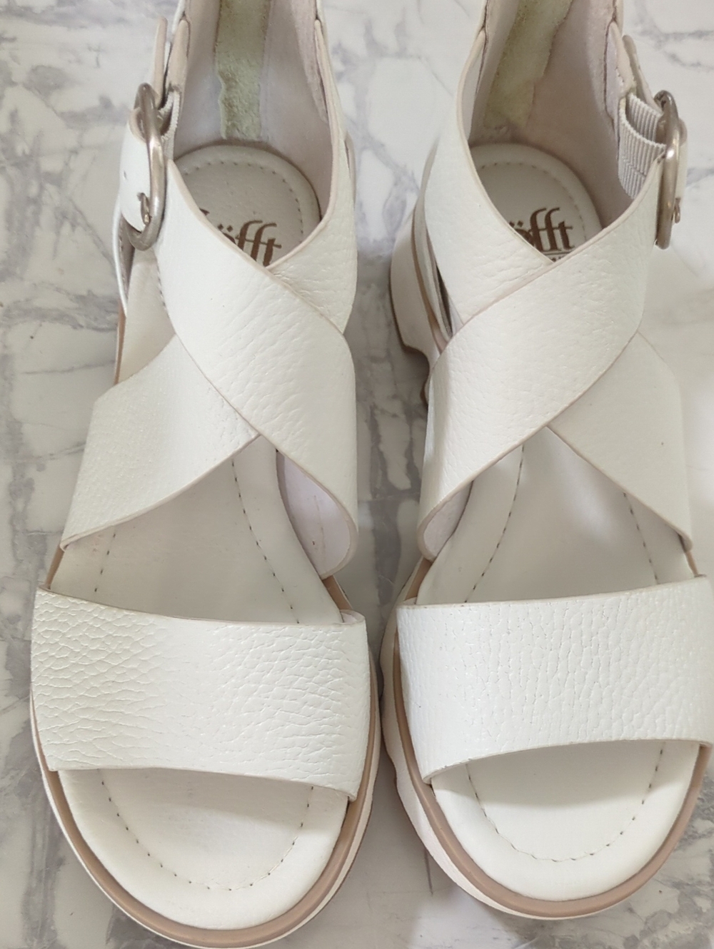 Women’s White Crisscross Leather Slingback Sandals
